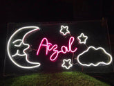 Kid's Room Decor Neon Sign | kids Neon Name Heart Sign | Moon star neon sign - BBD GIFTS